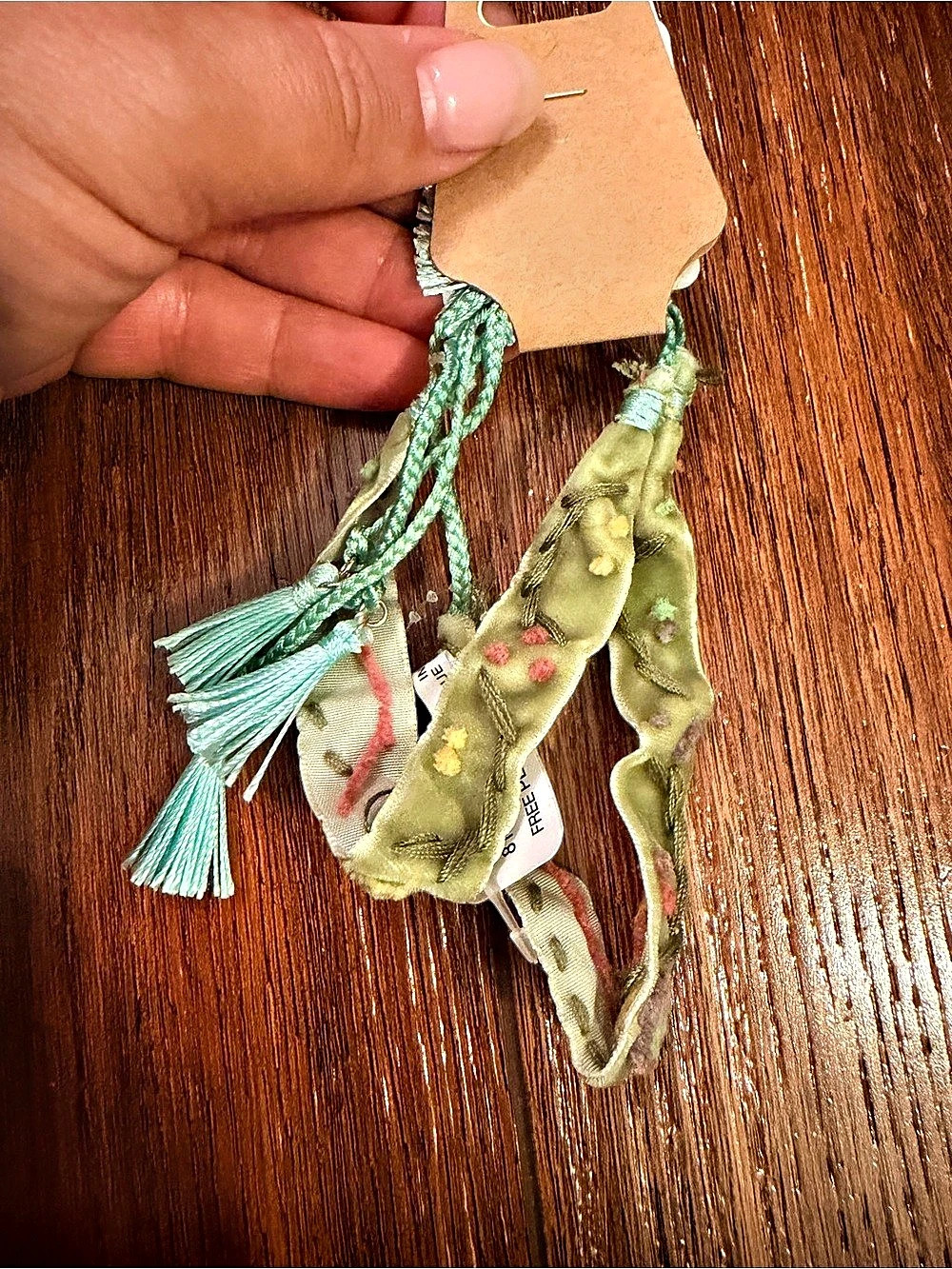 Free People green floral hair ties Bracelet Green & White
